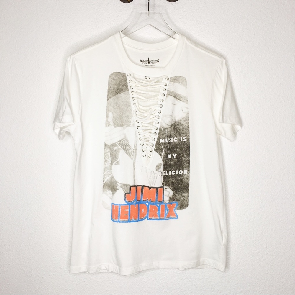 Rockin Artwork Jimi Hendrix Lace Up Graphic Tee